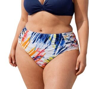 Colorful Bikini Bottoms 4X blue orange yellow crisscross slits at hip NWOT